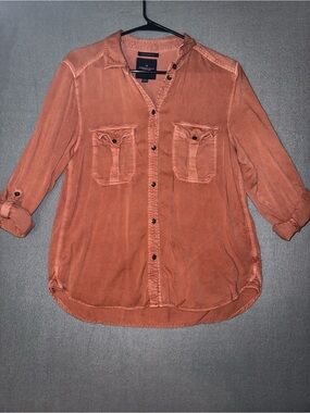 American Eagle Outfitters Burnt Orange Button-Front Shirt